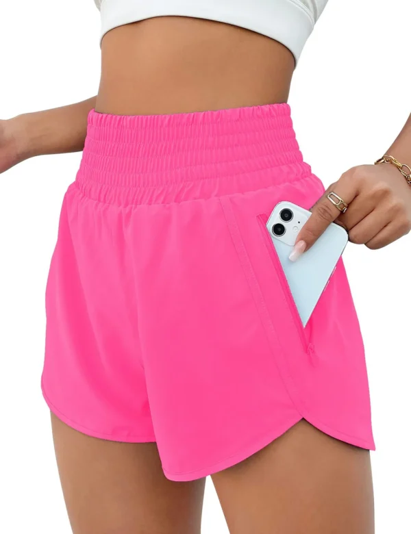Shorts feminino de cintura alta, bolsos com zíper, treino atlético, shorts de ginástica com forro - Image 13