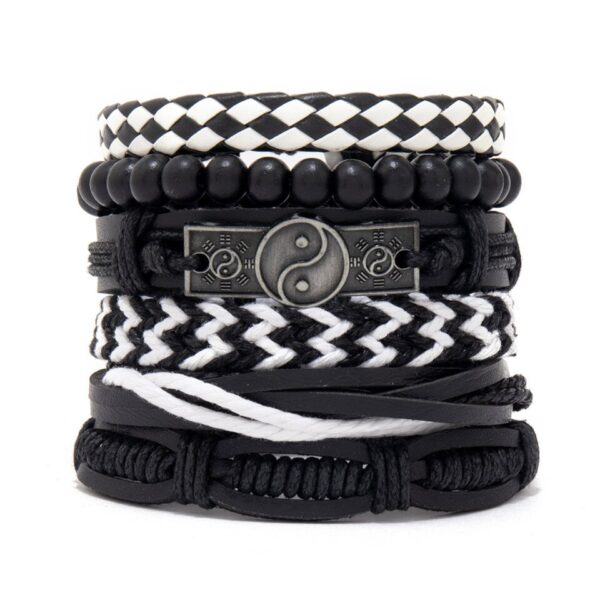 Pulseira couro ajustável, moda viking, mão, pulseiras tecido crânio, jóias ajustável conjunto - Image 47