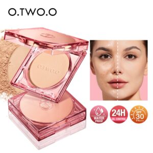 Pó facial, O.TW O.O- Controle de Óleo, Duradouro, Impermeável, Matte, Maquiagem de Rosto, Cosmético Compacto, SPF 30, PA +++, 24 Horas