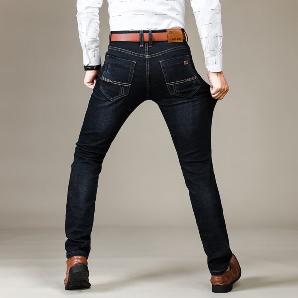 Calças masculina Jeans casual, Straight Stretch Moda Clássico Azul Preto, Denim Calças Masculinas Marca Vestuário - Image 3