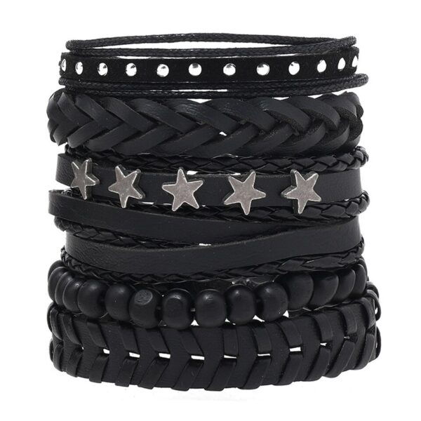 Pulseira couro ajustável, moda viking, mão, pulseiras tecido crânio, jóias ajustável conjunto - Image 25