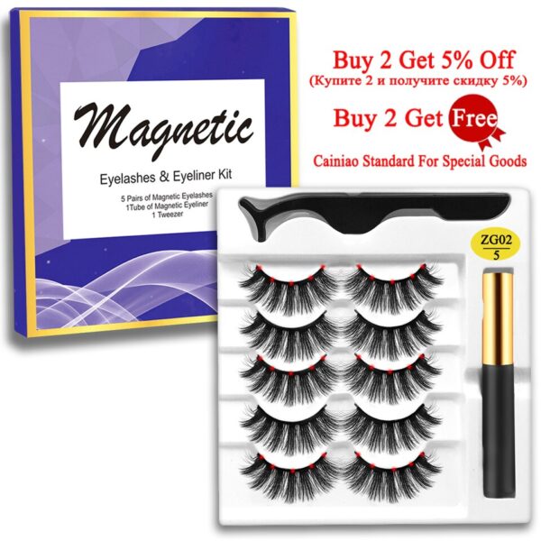 Cílios magnéticos, MB,  Set com pinças Eyeliner, cílios 3D Mink, cílios falsos naturais, Magnetique, 5 pares, Novo - Image 18