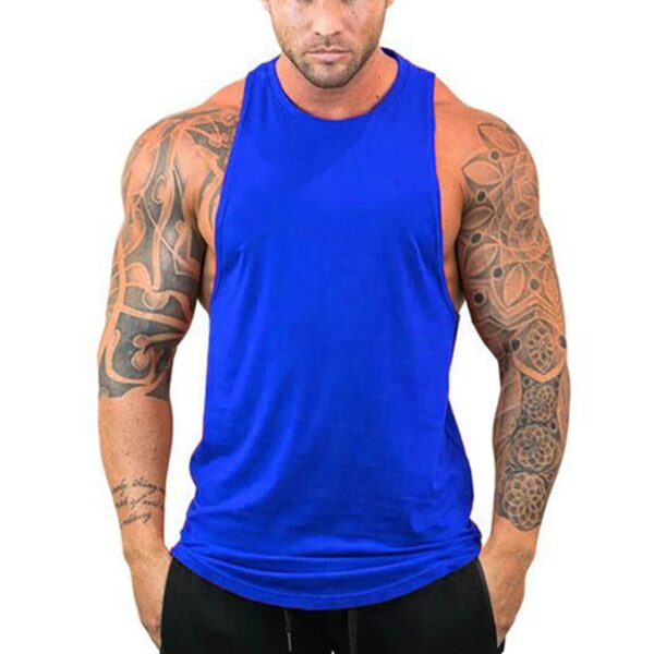 Camiseta masculina regata esportiva sem mangas, camiseta com corte muscular, camisa em y para treino - Image 17