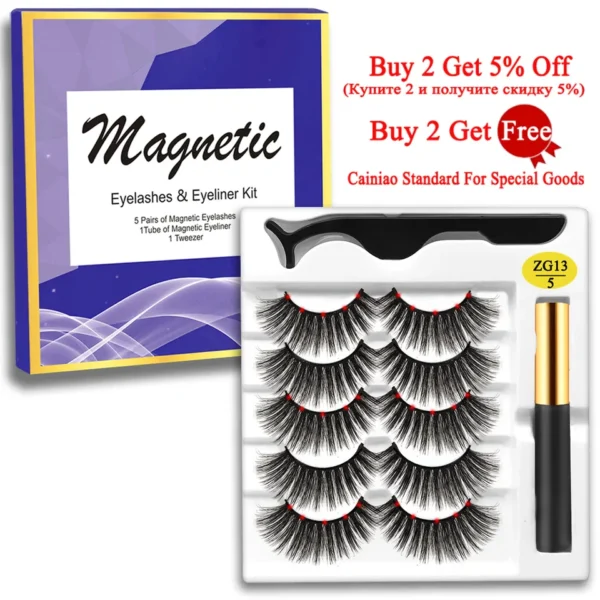 Cílios magnéticos, MB,  Set com pinças Eyeliner, cílios 3D Mink, cílios falsos naturais, Magnetique, 5 pares, Novo - Image 31