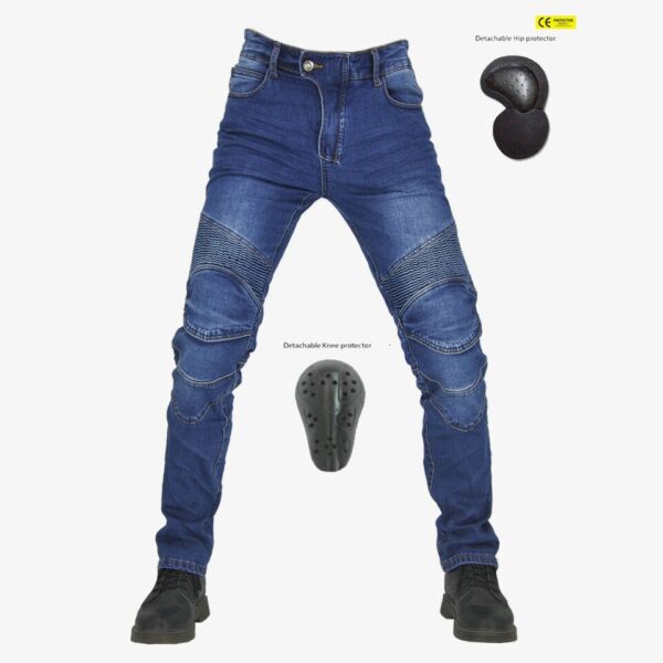 Calças masculina Jeans resistente a queda para motocicletas, com engrenagem de joelho quadril, jeans clássico ao ar livre, verão PK719 - Image 15