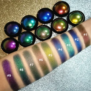 Sombras em pó monocromática camaleão, brilho metálico, paleta de sombra, pigmento radiante, maquiagem olhos brilhantes, cosméticos