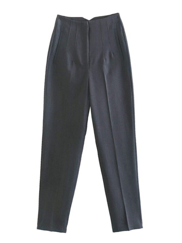 Calças feminina cintura alta, Pai Rann, elegantes e casuais, bege, calças justas femininas, moda, primavera - Image 9