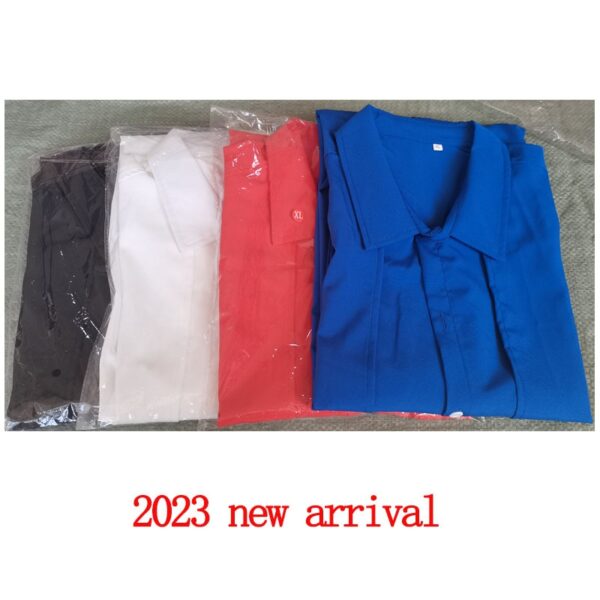Camisas masculina em algodão manga longa verão novo falso duas peças dupla placket seção fina não-ferro cor sólida, mistura lapela. - Image 5