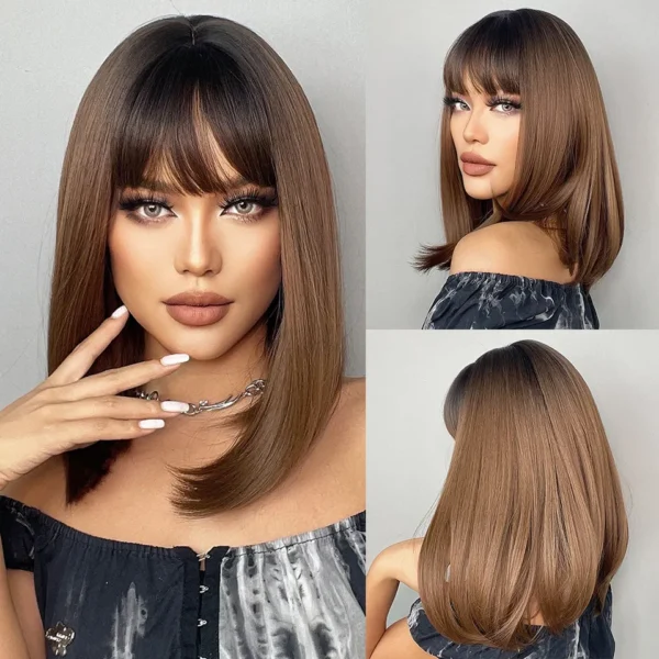 Perucas curta sintética, HENRY MARGU, para Mulheres Negras, Loiras, Marrons, Ombre Com Franja, Cabelo Cosplay, Resistente Ao Calor - Image 19