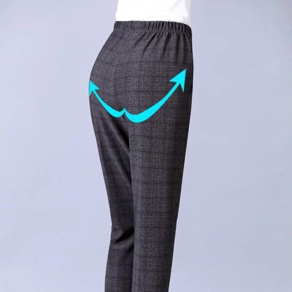 Calças feminina casual lápis xadrez, moda coreana, roupas de streetwear, cintura alta, calça reta, quente, outono, inverno - Image 2