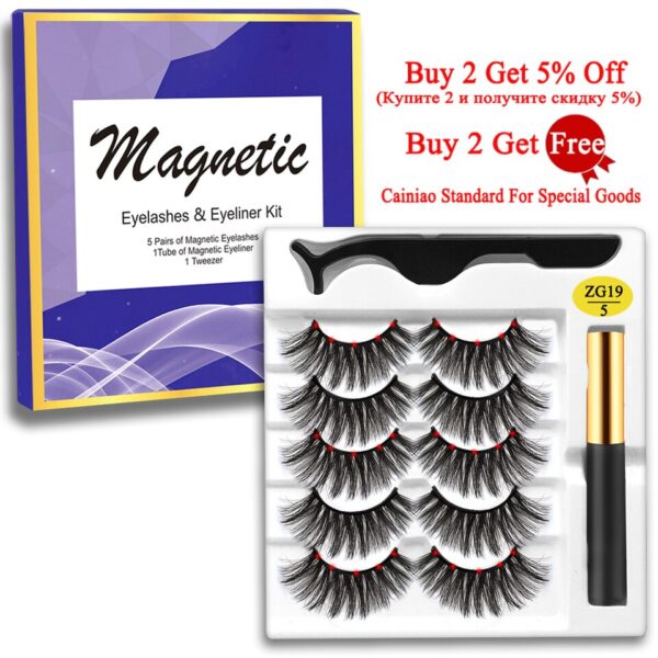 Cílios magnéticos, MB,  Set com pinças Eyeliner, cílios 3D Mink, cílios falsos naturais, Magnetique, 5 pares, Novo - Image 10