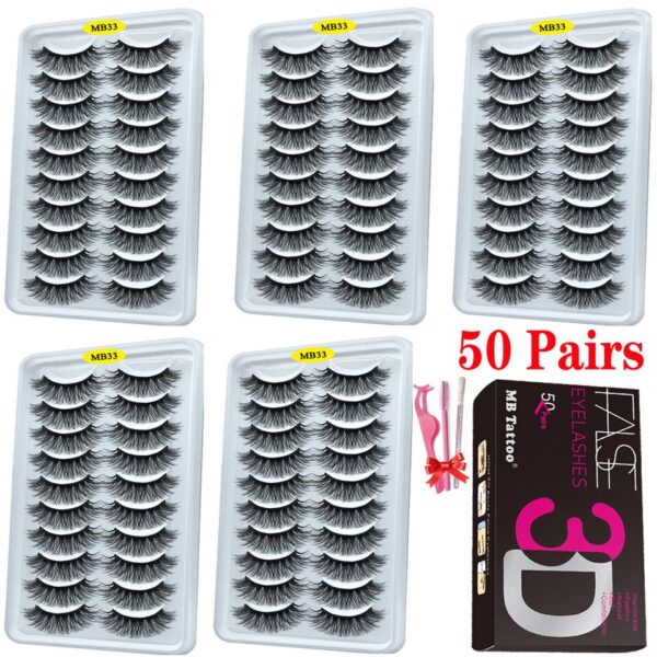 Cílios dramáticos naturais longos Mb, 3d vison, wispies cílios extensão olho, beleza, postiços conjunto falso, 50 pares - Image 9