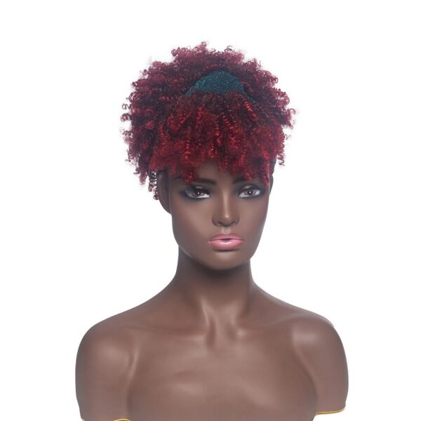 Perucas curta e encaracolada com bandana para mulheres negras, cachecol afro encaracolado, envoltório de turbante sintético, cabelo falso natural, uso diário - Image 26
