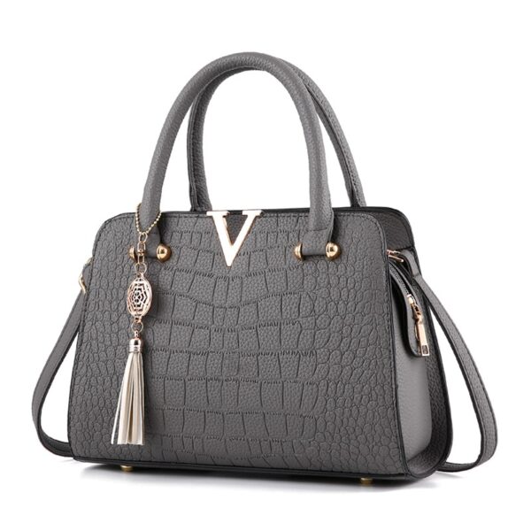 Bolsa de couro para mulheres, bolsa crocodilo, grande capacidade, designer, letras V, senhoras, alta qualidade. - Image 5