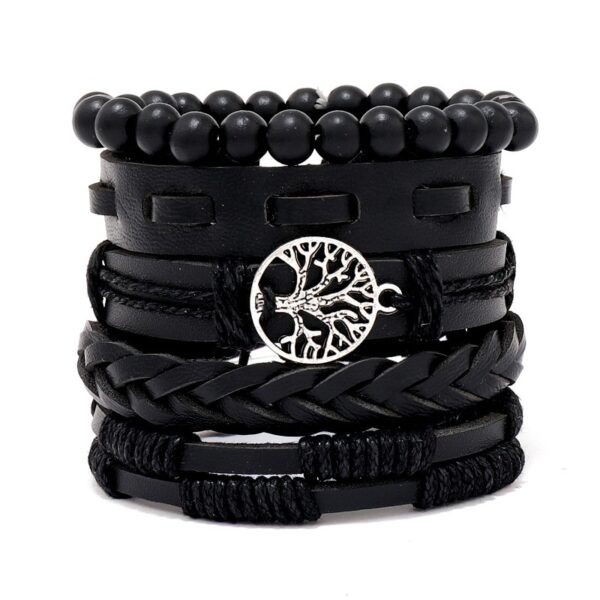 Pulseira couro ajustável, moda viking, mão, pulseiras tecido crânio, jóias ajustável conjunto - Image 29