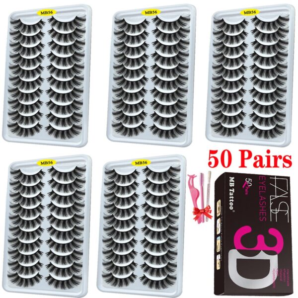 Cílios dramáticos naturais longos Mb, 3d vison, wispies cílios extensão olho, beleza, postiços conjunto falso, 50 pares - Image 12