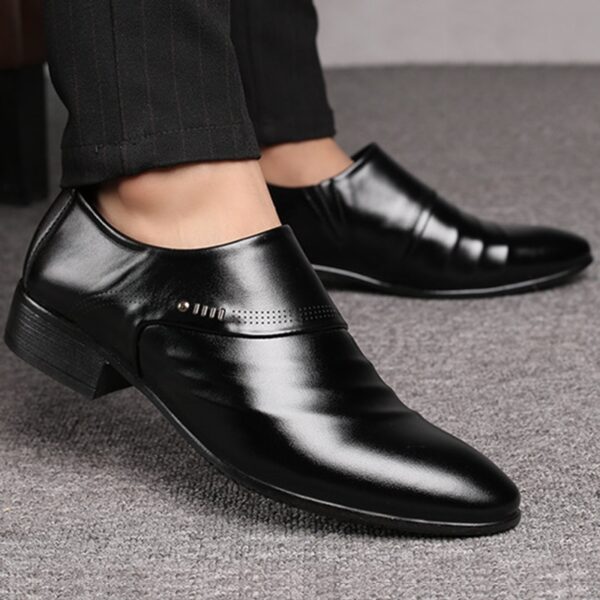 Sapatos masculino mocassim de couro preto,  de festa masculinos, moda casual, sapatos sociais, tamanho grande - Image 4
