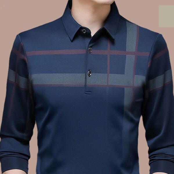 Camisetas masculina Polo gelo manga longa, camisa larga fina e lapela, tops, casual, primavera, verão, novo, 2023 - Image 5