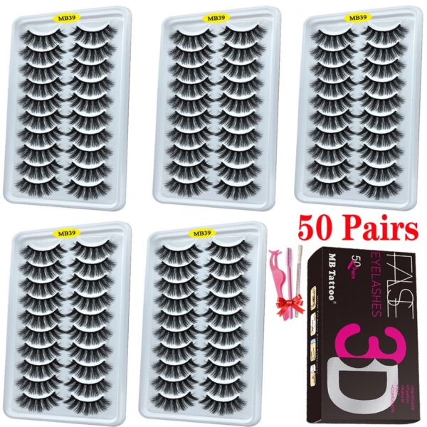 Cílios dramáticos naturais longos Mb, 3d vison, wispies cílios extensão olho, beleza, postiços conjunto falso, 50 pares - Image 14