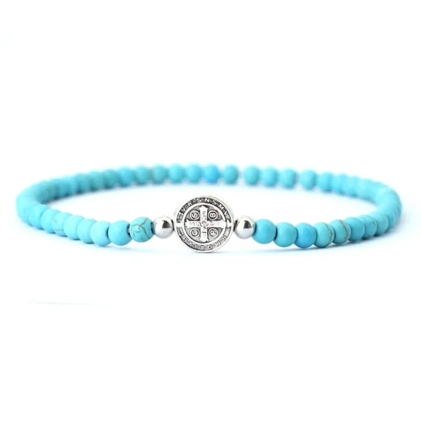 Pulseiras de Madeira unissex, frisada, 4mm Pulseira Cruzada, Olhos De Tigre Naturais, Pulseira De Madeira, Meditação, Jesus, Fé - Image 2