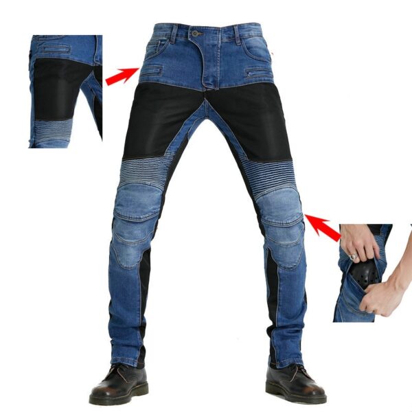 Calças masculina Jeans resistente a queda para motocicletas, com engrenagem de joelho quadril, jeans clássico ao ar livre, verão PK719 - Image 22