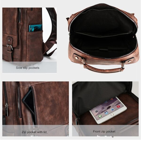 Mochilas masculina de couro, JEEP BULUO, bolsa para laptop, grande capacidade, negócios, viagens, faculdade, escola, mochilas, moda masculina, 15,6" - Image 2