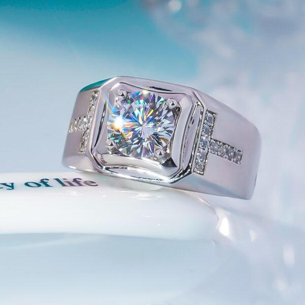 Anéis masculino, Qinhuan moissanite, s925 prata esterlina 18k branco banhado a ouro, jóias finas anel de luxo - Image 2