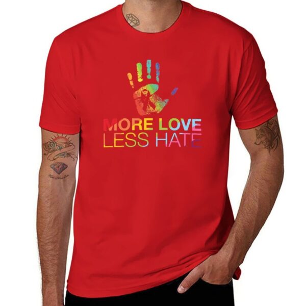 Camisetas masculina LGBTQ, More Love Less Hate, camisetas brancas roupas vintage, t-shirts - Image 10