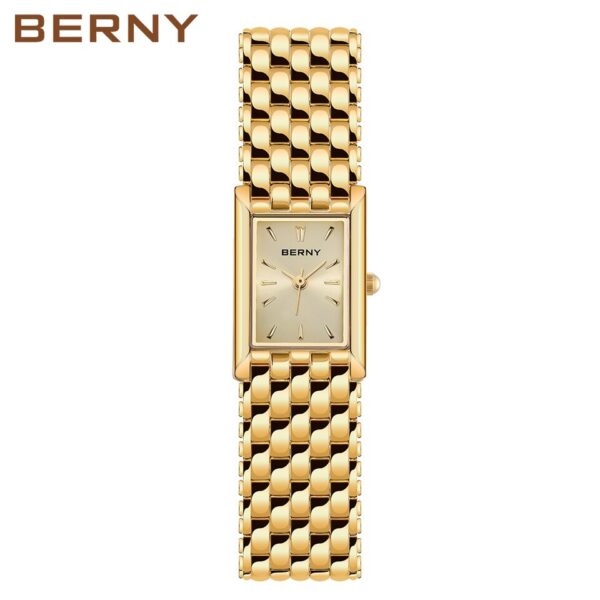 Relógio de pulso de ouro para mulher luxo retângulo, de quartzo dourado aço inoxidável senhoras relógios montre femme - Image 10