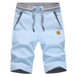 Bermudas masculina de algodão, casual para praia, calção de boardshort, cordão, calção elástica na cintura, moda, verão, quente, 2023