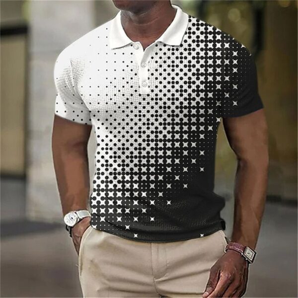 Camisetas masculina, retro Polo, manga curta, 3D manchado , casual, solta camisa de grandes dimensões, alta qualidade, roupas esportivas, tops macios - Image 2