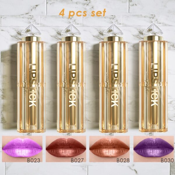 Batom brilho perolado, kit 4 pçs, coreano de longa duração à prova d água, magia, shimmer nude cor glitter batom fosco - Image 18
