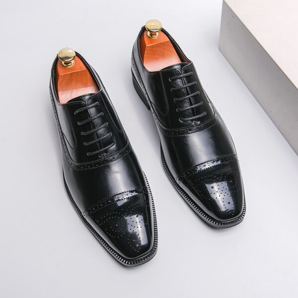 Sapatos masculino Oxfords, marrom, preto, PU Office Brogue Dress Shoes - Image 16