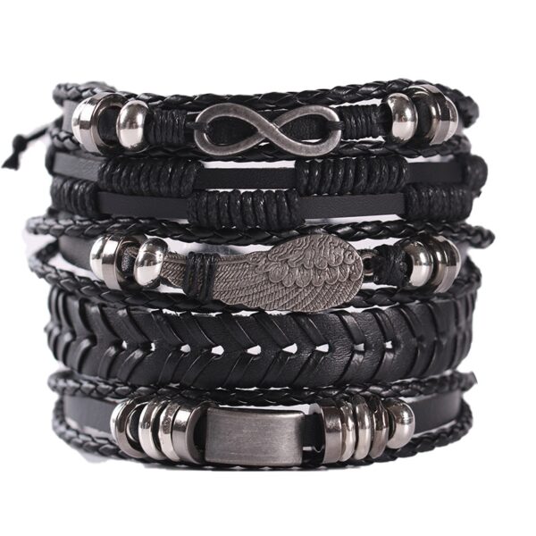Pulseira couro ajustável, moda viking, mão, pulseiras tecido crânio, jóias ajustável conjunto - Image 21