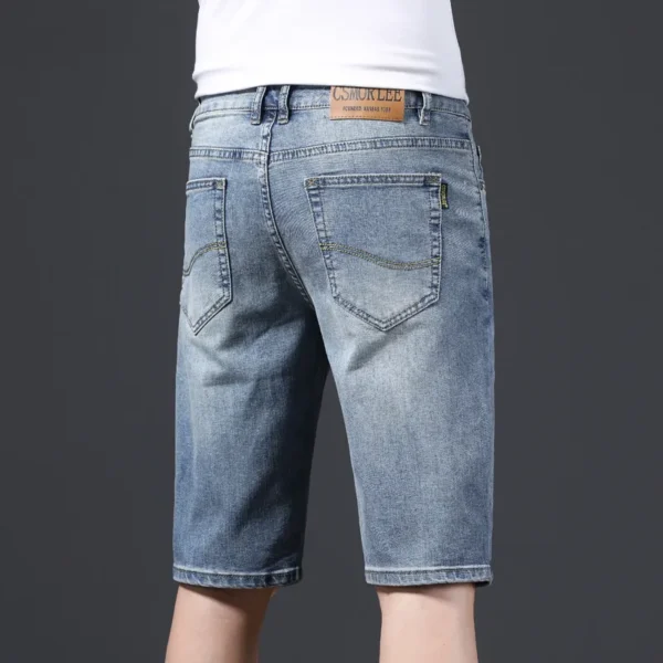 Bermudas masculina Jeans de algodão fino, shorts de bermuda macia, comprimento do joelho, verão 2023 - Image 4