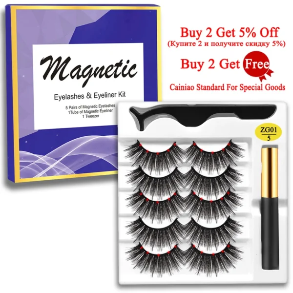 Cílios magnéticos, MB,  Set com pinças Eyeliner, cílios 3D Mink, cílios falsos naturais, Magnetique, 5 pares, Novo - Image 33