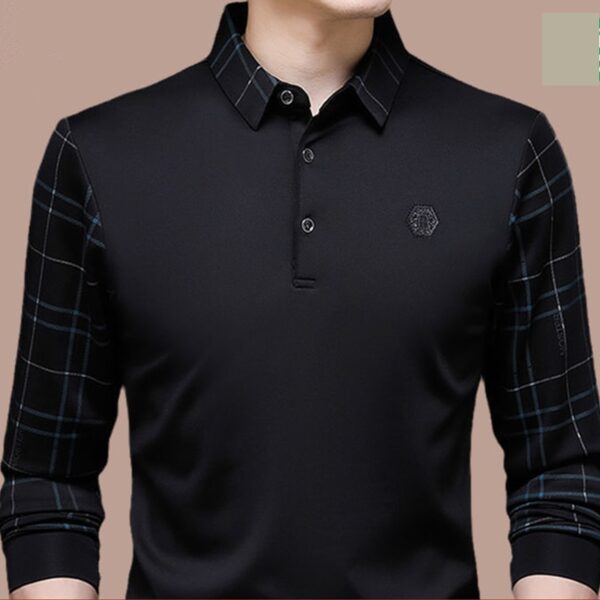 Camisetas masculina Polo gelo manga longa, camisa larga fina e lapela, tops, casual, primavera, verão, novo, 2023 - Image 14