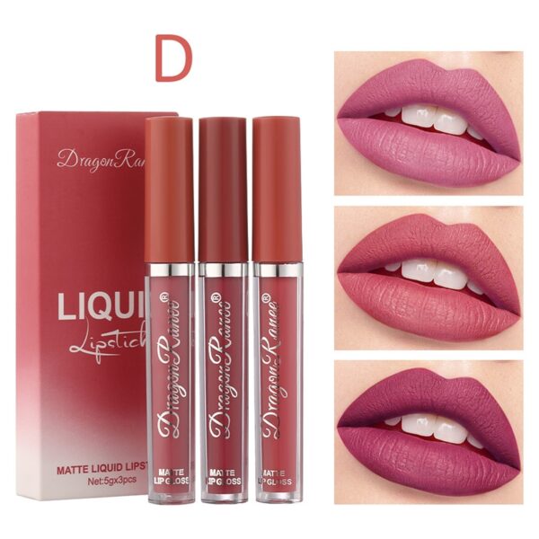 Batom líquido, 3 pçs conjunto, doce matte velvet, esmalte à prova d água de longa duração não-marcação natural lábio matiz kit  yzl1 - Image 9