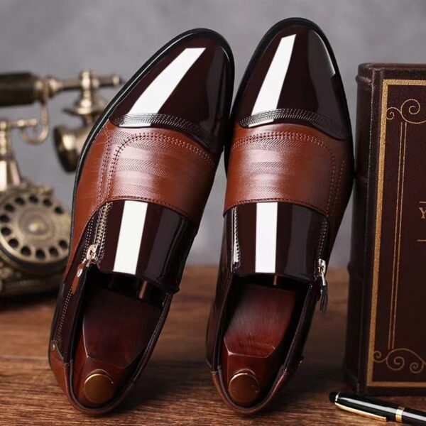 Sapatos de couro masculino Oxford de laca, sapatos luxuosos, sapatos de dedo apontado, sapatos clássicos Derby, tamanho 38-48 - Image 3