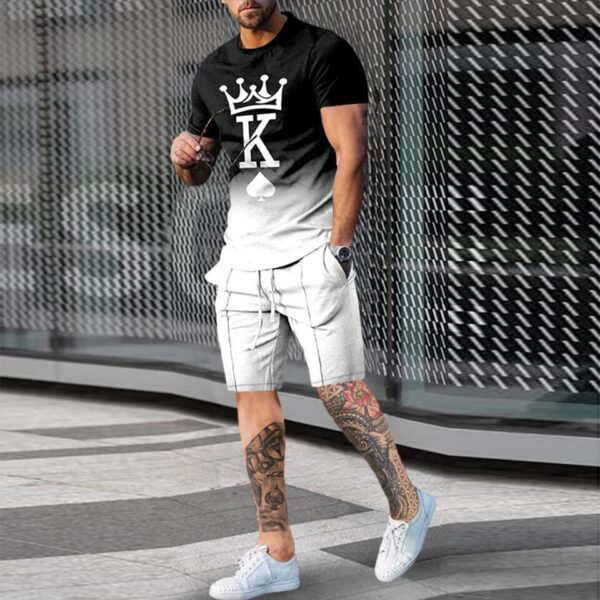 Camisetas + shorts masculino, conjunto, com padrão de rosto sorridente, grande roupa esportiva retrô, moda de rua casual, novo verão, 2023, 2 peças - Image 7