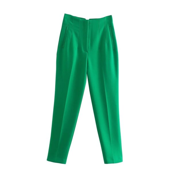 Calças feminina reta, KONDALA-moda chique, roupas de escritório, vintage, cintura alta, com zíper, 2023 - Image 33