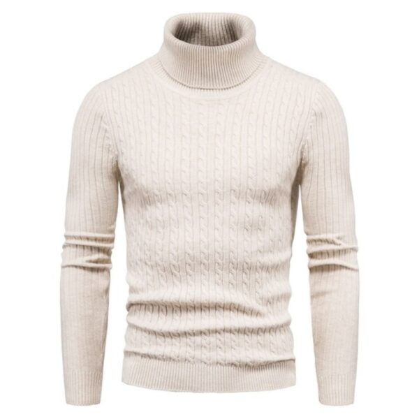 Camisetas masculina gola alta, Outono inverno, pullovers quente cor sólida, fino pulôver, de malha camisa de fundo - Image 4