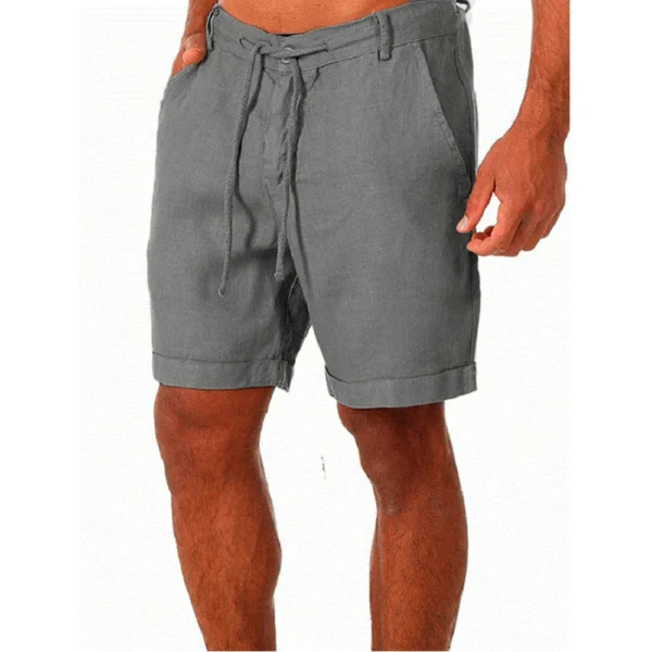 Bermudas masculina de linho de algodão, verão respirável cor sólida shorts, joggers casual streetwear - Image 3