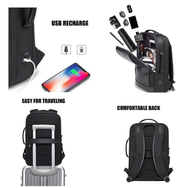 Mochila impermeável de luxo para, 15,6 mochilas para laptop, USB Travel Bag, Mochila grande multifunções, moda. - Image 2