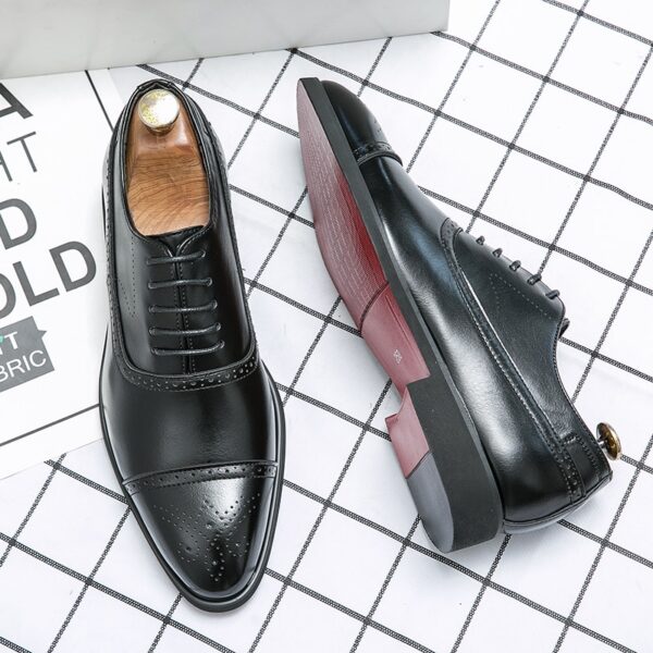 Sapatos masculino Oxfords, marrom, preto, PU Office Brogue Dress Shoes - Image 10