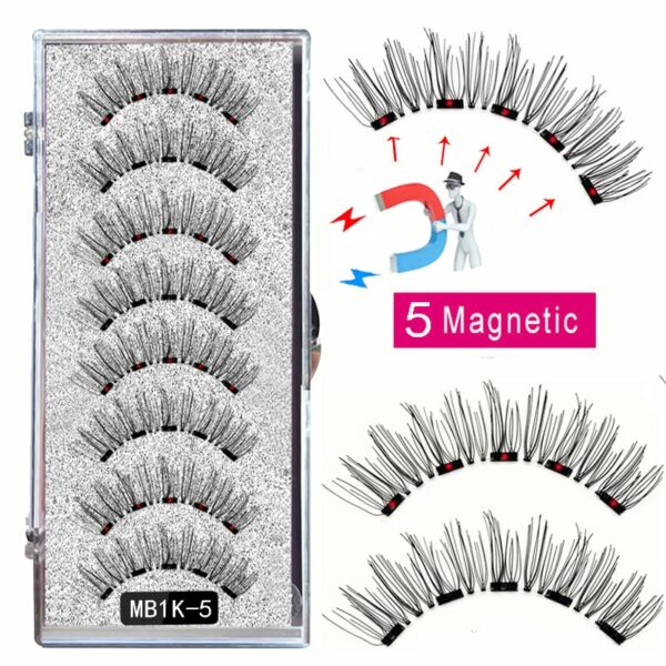 Cílios magnéticos, LEKOFO,  Natural Mink Eye Lashes, 5 Cílios Magnéticos, 4 Pares Ímãs, Faux Lashes Pinças, 8Pcs - Image 22