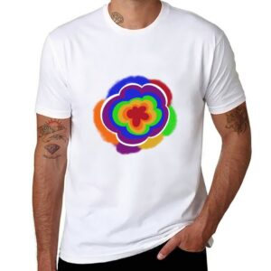 Camisetas masculina LGBTQ manga curta, flor do orgulho, camisas de gato