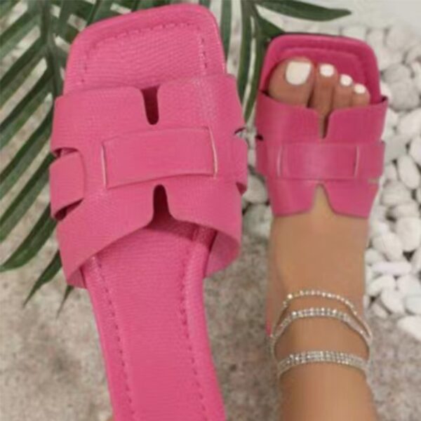 Chinelos femininos de praia ao ar livre, chinelos de luxo, planos, sandálias femininas, moda de marca, sapatos deslizantes, verão, tamanho grande 43, 2023 - Image 16