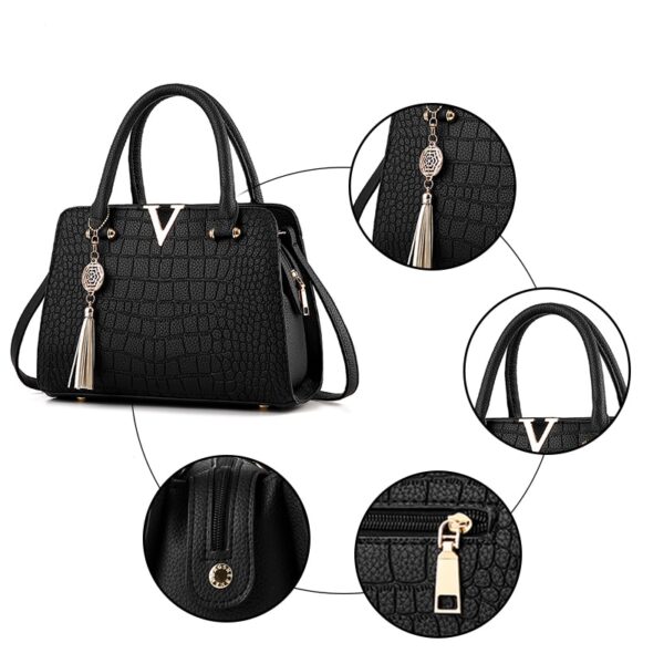 Bolsa de couro para mulheres, bolsa crocodilo, grande capacidade, designer, letras V, senhoras, alta qualidade. - Image 4