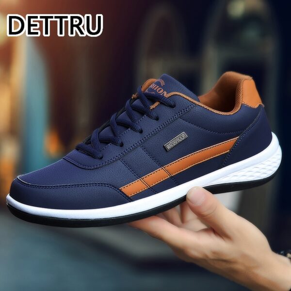 Sapatos masculino de couro respirável, de lazer, marca de luxo, England Trend - Image 3